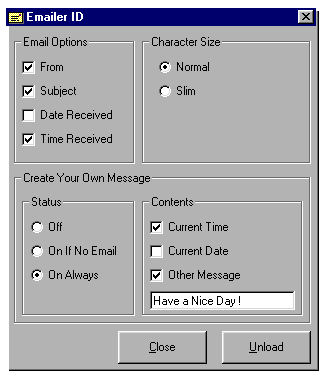 Alpha E-Mail Notification Screen