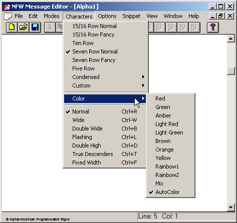 Software-AlphaNet-Colors-Menu