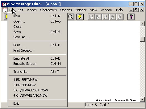 Software-AlphaNet-File Menu