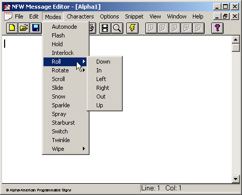 Software-AlphaNet-Modes Menu