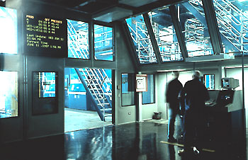 A quiet environment in a manufacturing plant with a dark theme display